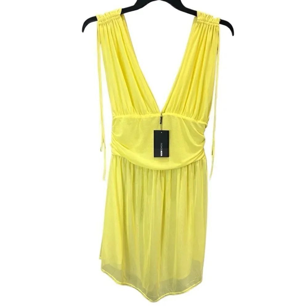 Fashion Nova mesh cover up dress yellow size XL